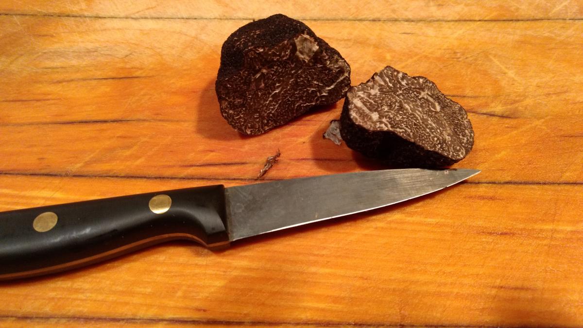 undefined a cut black truffle