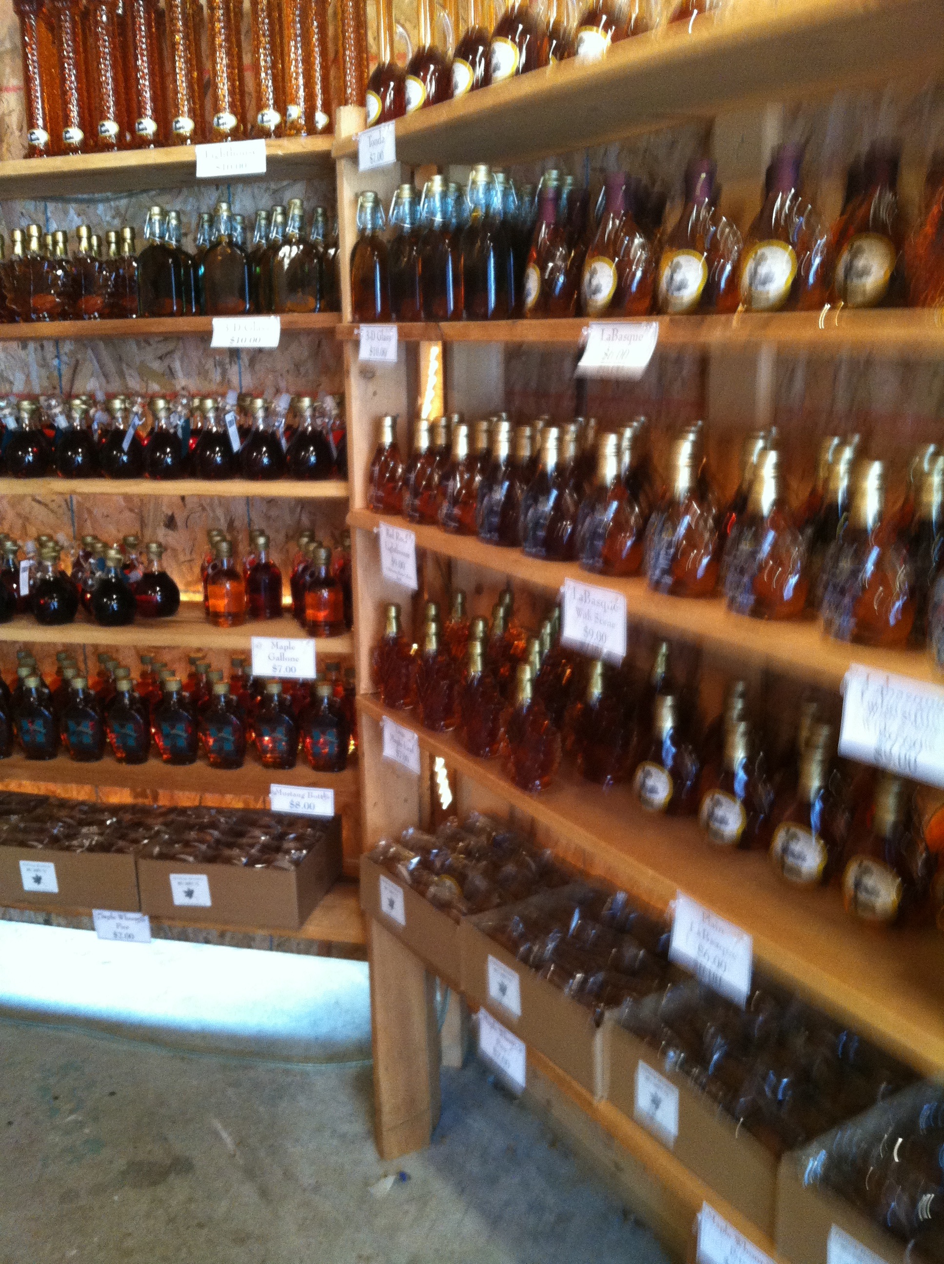 Bottled syrup for sale at Hilltop Boilers, Newfield, ME